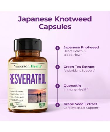 Japanese Knotweed Capsules - Resveratrol Supplement with 1000mg Japanese Knotweed Green Tea Extract Quercetin Grape Extract. Potent Antioxidant for Healthy Aging & Cardiovascular Support. 60 Caps - Buy Online on GoSupps.com