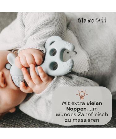 Bite Me Raff Silicone Giraffe Teething Ring - BPA-Free Mint Green - Easy Grip Tooth Aid for Gum Relief & Massage - Buy Online on GoSupps.com