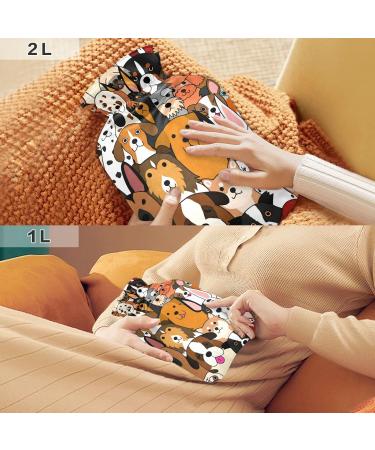 Hot Water Bottles with Doodle Dogs Cover - 2L Pain Relief & Bed Warmer for Neck & Shoulder - Buy Online on GoSupps.com