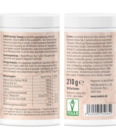 Madena Intestinal Treatment | 30 Billion Cultures 21 Bacteria Tribes Acacia Fiber | 210g Powder for Gut Health - Buy Online on GoSupps.com