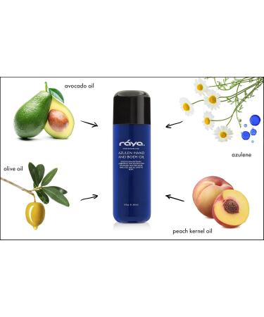 Raya Azulen Hand and Body Oil 8 oz | Natural Softening Oil for Hands Arms Legs & Body | Ideal Massage Oil for All Skin Types - Buy Online on GoSupps.com