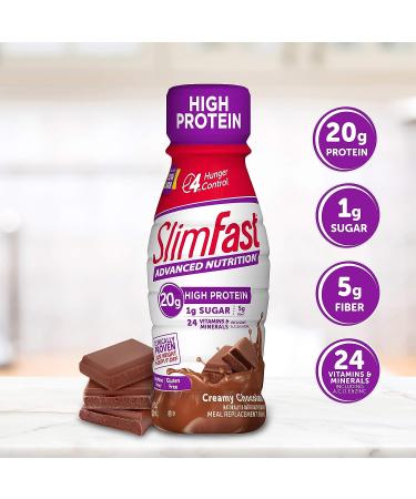 SlimFast Advanced Nutrition High Protein Meal Replacement Shake - Creamy Chocolate 20g Protein - 11 Fl. Oz Bottle, 15 Count (Pack of 1) - Buy Online on GoSupps.com