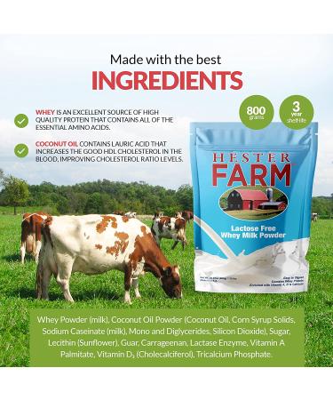 Hester FARM Lactose Free Whey Milk Powder 800g - Ideal for Kids and Adults | Drinking, Cooking, Baking | Long Shelf-Life Emergency Food Supply - Buy Online on GoSupps.com