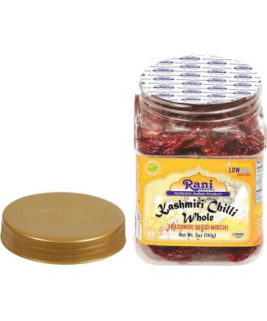 Rani Kashmiri Chilli Whole Stemless 5oz PET Jar - Low Heat, Natural & Salt-Free | Vegan | NON-GMO | Kosher - Indian Origin (141g) - Buy Online on GoSupps.com