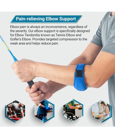 360 Relief Tennis & Golfer's Elbow Brace - Adjustable Strap for Men & Women | Pain Relief for Tendonitis & Arthritis | 1 Pair Dark Blue - Buy Online on GoSupps.com