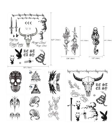 Post Malone and Death Eaters Halloween Tattoo Set - 10 Sheets | Temporary Accessories for Parties - Buy Online on GoSupps.com
