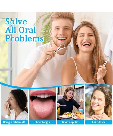 Stainless Steel Tongue Cleaner Set - 3 Metal Tongue Scrapers for Bad Breath | Oral Hygiene for Adults & Children - Buy Online on GoSupps.com