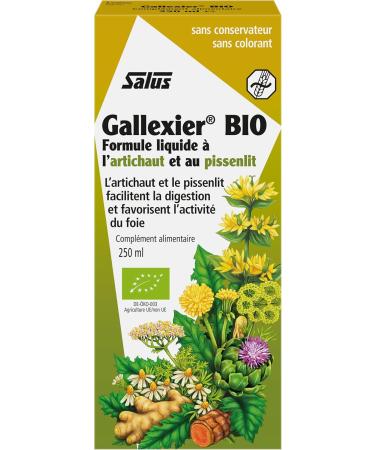 Salus Gallexier Bio - Liquid Food Supplement with Dandelion and Artichoke and 12 Vegetable Extracts - Facilitates Digestion and Good Functioning of the Liver and Stomach - 250 ml - Buy Online on GoSupps.com