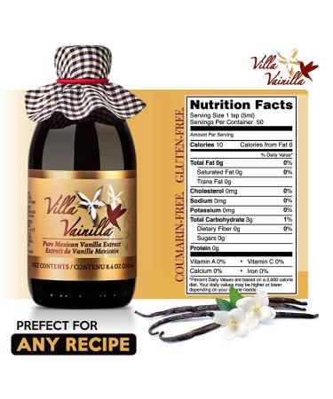 Villa Vainilla Pure Vanilla Extract - Premium Concentrated Vanilla Real Natural Gourmet Vanilla Flavor from Mexico 8.4 Fl Oz (Pack of 1) 8.4 Fl Oz (Pure Vanilla Extract) - Buy Online on GoSupps.com