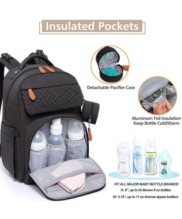 Diaper Bag Backpack  BabbleRoo Unisex Baby Bags with Changing Pad  Pacifier Case & Stroller Straps  Multifunction Waterproof Travel Back Pack for Boys Girls  Black - Buy Online on GoSupps.com