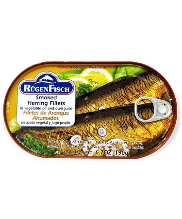 Rugenfisch Smoked Herring Fillets 6.7 oz (10 Pack) - Premium Quality Filets de Hareng Fumes - Pack of 10 Fillets for Delicious Meals - Buy Online on GoSupps.com