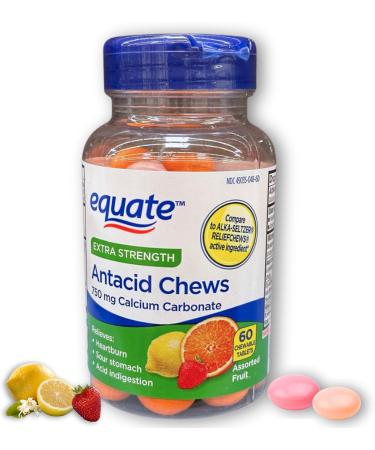 Antacid Chewable Tablets- Extra Strength Relief Chews Heartburn Assorted Fruit Tablets 60ct (Pack of 1) Boxed by Fusion Shop Store - Buy Online on GoSupps.com