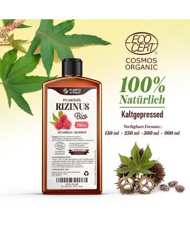 Organic Castor Oil 250 ml - 100% Pure & Cold Pressed for Eyelashes Eyebrows Hair Beard & Nails - Natural Beauty Essential - Buy Online on GoSupps.com