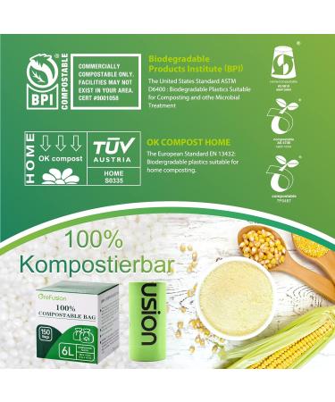 GREFUSION BIOM Top 6L Compostable Organic Garbage Bags - 150 Pack | Degradable & Eco-Friendly Waste Disposal Solutions - Buy Online on GoSupps.com