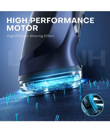 LOBINH Electric Razor for Men - Rechargeable Rotary Shaver with Washable Head, USB Type-C Charging - 4D Floating Head Technology - Navy Blue - Buy Online on GoSupps.com