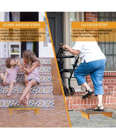 Premium Wooden Step Stool for Adults & Seniors | Non-Slip Rubber | 450 lb Capacity | Indoor/Outdoor Platform | Ideal for Kitchen, Bathroom, Bedside - Buy Online on GoSupps.com