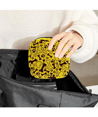 Shop Women's Portable Period Kit - Yellow Dog Bone Paw Love Pattern Storage Pockets Bag - Buy Online on GoSupps.com