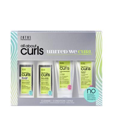 All About Curls Essential Moisture Starter Kit | 4-Piece Set | Cleanse Condition Moisturize Define | All Curly Hair Types Essential Moisture Starter Kit 4-Piece Set (Pack of 4)