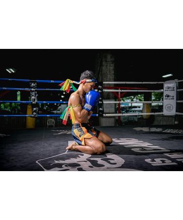 Paosing Muay Thai Logo Shorts - Blue/Orange (Medium-Large) | Official Muay Thai Apparel - Buy Online on GoSupps.com