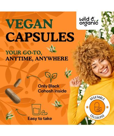 Wild & Organic Black Cohosh Capsules 540 mg - Menopause Supplements for Women - Black Cohosh Root Supplement - Actaea Racemosa Herb - 60 Days of Supply - Vegan No Fillers Non-GMO - 60 Count 60 Count (Pack of 1) - Buy Online on GoSupps.com