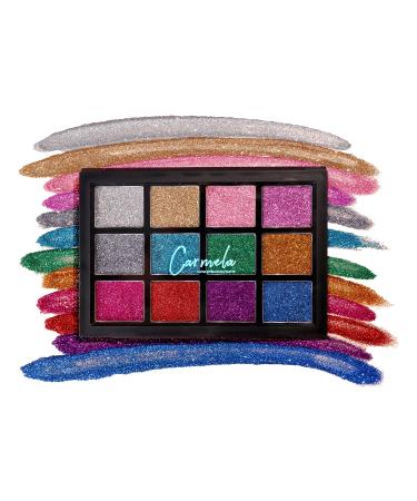 CarMela Glitter Eyeshadow Palette 12 Colors  High Pigment Waterproof Long Wear Eye Shadow  Sparkle Shimmer Glitter Palette