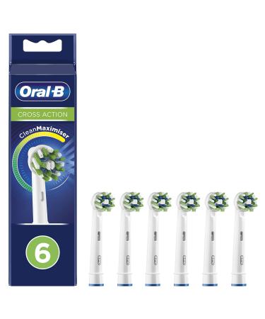 Oral-B Cross Action Electric Toothbrush Head with CleanMaximiser Technology  Angled Bristles for Deeper Plaque Removal  Pack of 6 Toothbrush Heads  White 6 Count (Pack of 1) Cross Action
