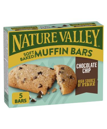 NATURE VALLEY Chocolate Chip Soft Baked Muffin Bars No Artificial Colours No Artificial Flavours Snack Bars Pack of 5 Soft Baked Muffin Bars