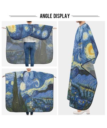 Van Gogh The Starry Night Waterproof Barber Cape | Adjustable Salon Hairdresser Cape for Men & Women | Perfect for Home & Salon Use - Buy Online on GoSupps.com