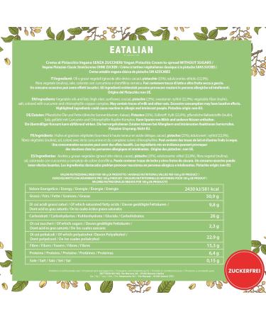 Eatalian Pistachio Cream by AMZ Vegan Sugar-Free Bread Spread Delicious 200g | Perfect for Ice Cream & Breakfast Made in Italy - Buy Online on GoSupps.com