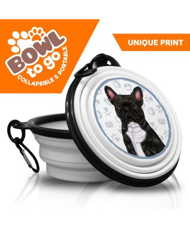 Portable Black French Bulldog Food & Water Bowl with Carabiners - Perfect for On-the-Go Pet Owners - Buy Online on GoSupps.com