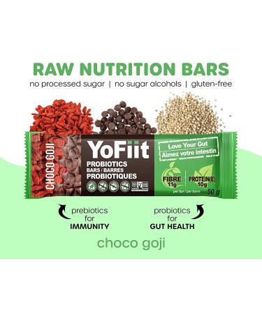 YoFiit Vegan Protein Breakfast Bars - Chocolate Goji (12 Pack) | High Fiber, Low Sugar, Gluten Free Snacks with Prebiotics & Probiotics for Healthy Digestion - Buy Online on GoSupps.com