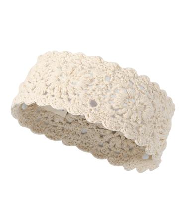 ZLYC Women Headband Handmade Crochet Knit Boho Flower Hair Bands (Crochet White) - Buy Online on GoSupps.com