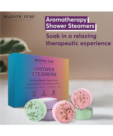 Majestic Pure Shower Steamers Variety Pack - 6 Relaxing & Rejuvenating Shower Tablets with Essential Oils - Men & Women Gifts - Shower Steamer 6 Count - Buy Online on GoSupps.com