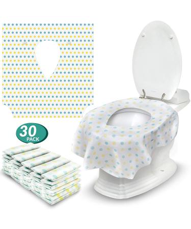 Disposable Toilet Seat Covers - 30 Pack - Extra Large Portable Liners for Travel & Potty Training - Individually Wrapped & Waterproof - Buy Online on GoSupps.com