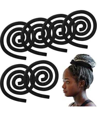 6 Pieces Spiral Lock Hair Tie Dreadlock Accessory Hair Bands Iron Wire Embedded Ponytail Holders Long Dreadlock Hair Tie Spiral Bendable Loc Tie for Women Men Thick Curly Hair Black