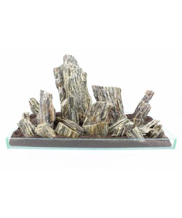 Wyskont slate stones - aquarium decoration - terrarium decoration - aquarium stones 1 kg wood look - aquarium cave - aquarium decoration - natural stone - aquarium accessories - aquascaping back wall 1 kg wooden stone