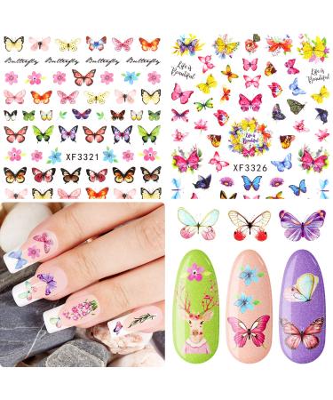 Blulu 24 Sheets Butterfly Nail Art Stickers - Self-Adhesive Decals for Women & Girls - Colorful Flower Design - Manicure Butterfly Sticker Set (12 Styles) - Buy Online on GoSupps.com