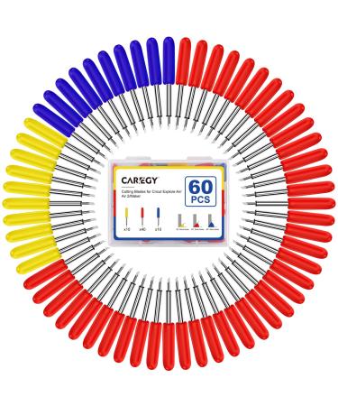 CAREGY 60PCS Replacement Cutting Blades for Cricut Explore Air 2/Air 3/Maker/Maker 3, Includ 10PCS Fine Point Blade, 40PCS Standard Blaeds and 10PCS Deep Point Blades Compatible with Cricut Blades Multicolored - Buy Online on GoSupps.com