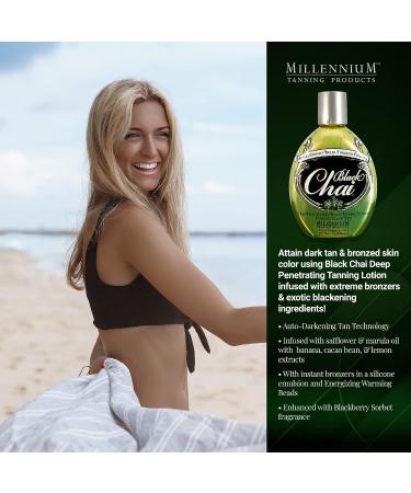 Millennium Tanning Black Chai Tanning Lotion 13.5 oz with Bronzers, Essential Oils & Extracts - Buy Online on GoSupps.com