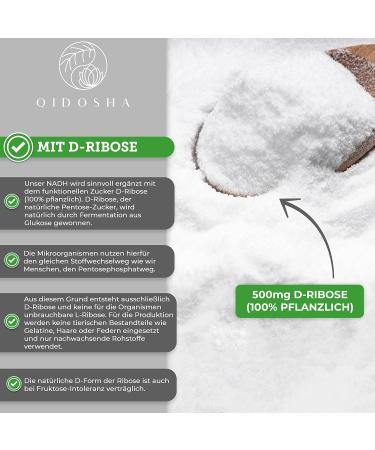 Qidosha NADH 50mg Capsules with 500mg D-Ribose - High Dose Delayed Release 90 Count - Gastrointestinal-Resistant DRCAPS for Optimal Absorption - Buy Online on GoSupps.com