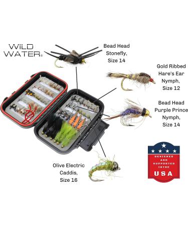 Wild Water Fly Fishing Mini-Mega Assortment 60 Most Popular Flies with Small Fly Box - Dry, Caddis, Nymph, Wooly Bugger for Trout, Panfish, Crappie, Sunfish - Buy Online on GoSupps.com