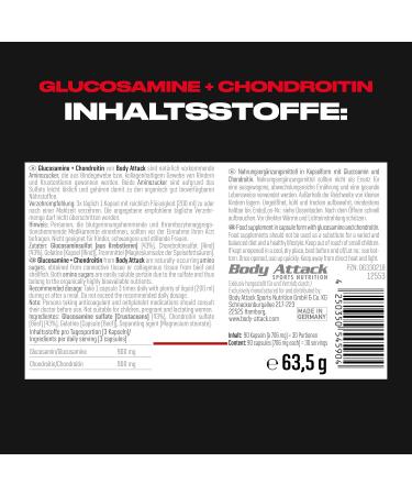  Body Attack Body Attack GLUCOSAMINE + CHONDROITIN - 90 capsules - High-dose joint capsules to support joint balance - Buy Online on GoSupps.com