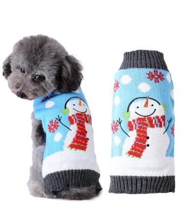 Hrttsy Christmas dog sweater winter warm dog cat sweater clothing pets coat costume puppy sweater pullover clothing for small medium -sized dogs big dog pet sweater medium blue snowman