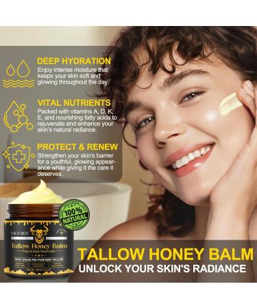 VIOFAIRY Beef Tallow for Skin Whipped Tallow Honey Balm for Face -Fed Beef Tallow & Raw Wild Honey - Organic Moisturizer for Soft Smooth Skin- Light Scent Moisturizing Natural Formula 4.2 Oz - Buy Online on GoSupps.com