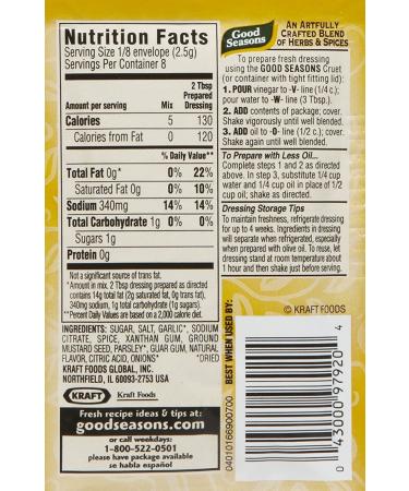 Good Seasons Garlic & Herb Dressing & Seasoning Mix 0.75 Oz - Perfect for Delicious Recipes - Buy Online on GoSupps.com