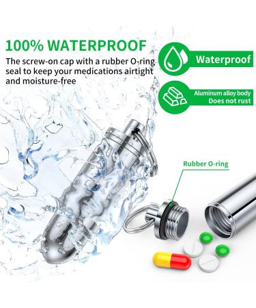 Portable Pill Box Keychain (2 Pack) Mini Aluminium Alloy Organizer for Purse, Waterproof Metal Holder for Medicine and Vitamins Ideal for Outdoor Camping and Travel (Black+Silver) - Buy Online on GoSupps.com