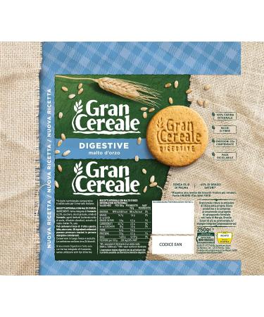 Mulino Bianco Gran Cereale Digestive Mt d'orge - Set of 12 multi-cereal biscuits - 250 g - Buy Online on GoSupps.com