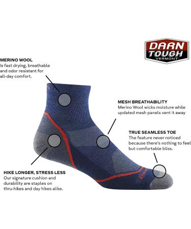 Darn Tough Men's Light Hiker 1/4 Lightweight Socks - Large Taupe - Buy Online on GoSupps.com