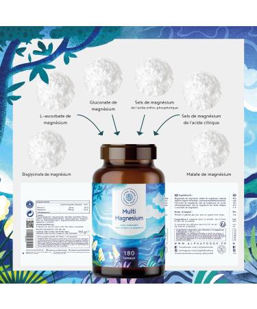 Multi-Magnesium 180 capsules highly dosed 7 bioactive sources of magnesium: phyto-magnesium magnesium bisglycinate citrate & glycinate - 2140mg of magnesium - Buy Online on GoSupps.com