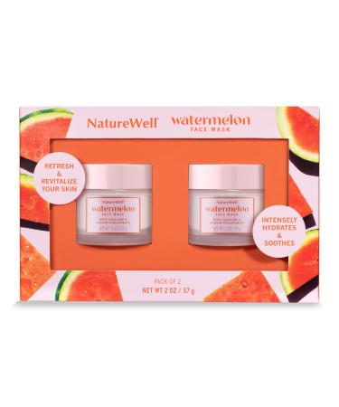 NATURE WELL Watermelon Face Mask Enriched with Hydrating Watermelon Fruit Water & Plant-Derived Squalane Promotes A Radiant & Moisturized Complexion 2 Oz Each (Pack of 2) 1 Ounce (Pack of 2)
